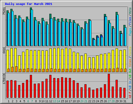 Daily usage for March 2021